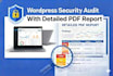perform a wordpress security audit with detailed PDF report