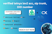 create a verified telnyx  lev2 acc, sip trunk, did number