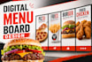 design digital menu board for restaurant, cafe, fast food TV screen menu