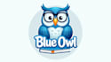 design awesome blue owl mascot logo