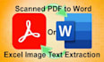 convert PDF to word or excel in 2 hours