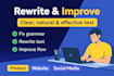 rewrite and improve your short text to make it clear and professional