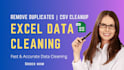 do fast excel data cleaning, remove duplicates and clean spreadsheet or csv