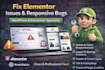 fix elementor issues, responsive bugs and layout problems