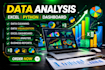 do data analysis, excel dashboard, python data analysis and visualization