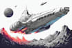 create sci fi spaceship art and futuristic illustrations