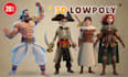 create 3d low poly character modeling, rigging, and animation for game assets