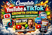 complete youtube tiktok growth system SEO repurposing canva template