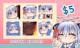 draw twitch emotes, chibi, stickers, vtuber for stream