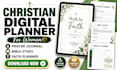 design a women christian digital planner prayer journal and bible study workbook
