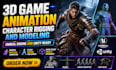 do 3d game character 360animation 3d rigging model unity unreal engine animation