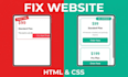 fix HTML and CSS layout issues and responsive problems