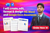 edit, format, and design ms word and google docs documents