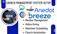 setup churchtrac breeze chms aplos chmeetings donarius planning center anedot