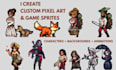 create custom pixel art game sprite sheet pixel animation 2d character game art