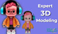 do 3d character modeling, stylized model for game animation