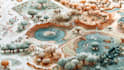 create a detailed watercolor map illustration