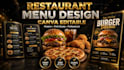 design a professional restaurant menu, food flyer