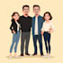 cartoon style family portrait