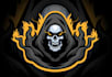 do human skull cartoon emblem mascot logo design
