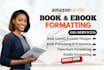 do book formatting for amazon kdp, ebook formatting and layout design