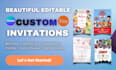 design custom party invitation wedding, graduation, birthday on canva templates