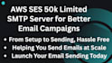 set up amazon AWS ses SMTP server for 50k emails sending