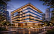 design modern office building interior space, office reception renovation render