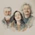 create a watercolor family portrait