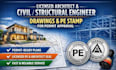 licensed architect civil and structural engineering drawing and pe stamp