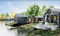 real estate cgi 3d render, tiny forest house, maximise small apartment interior
