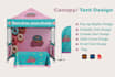 design canopy tent, table cover, feather flag, tent