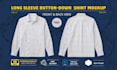 create long sleeve button down hawaiian shirt mockup