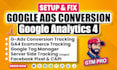 setup google ads conversion tracking, analytics 4, ga4 ecommerce tracking by GTM