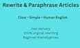 rewrite and paraphrase articles in clear simple english