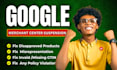 setup gmc, fix google merchant center suspension and misrepresentation issue