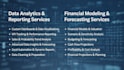 do financial modelling, forecasting, data analytics reporting, visual dashboards