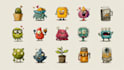 create hand drawn doodle icons, cartoon illustrations