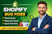 fix shopify store errors, bugs and layout issues