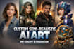 create consistent realistic, semi realistic ai character art based on your idea