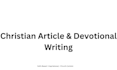 write christian articles, devotionals, and inspirational content