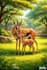 simple antelope and baby illustration