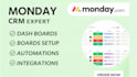 setup monday crm, monday dot com and monday project management workflow expert