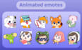 create cute animated emotes and stickers in flat chibi style