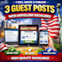 create and publish 3 guest posts with dofollow backlinks