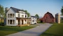 do 3d exterior rendering for modern farmhouse, tiny house and rustic barn