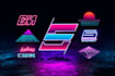 design 80s futuristic synthwave retro logo with neon