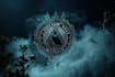 create a mysterious atmospheric logo with dark, ethereal aesthetics