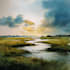 handrawn watercolor landscape on paper