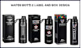 water bottle label, energy drink, sticker label and box packaging design